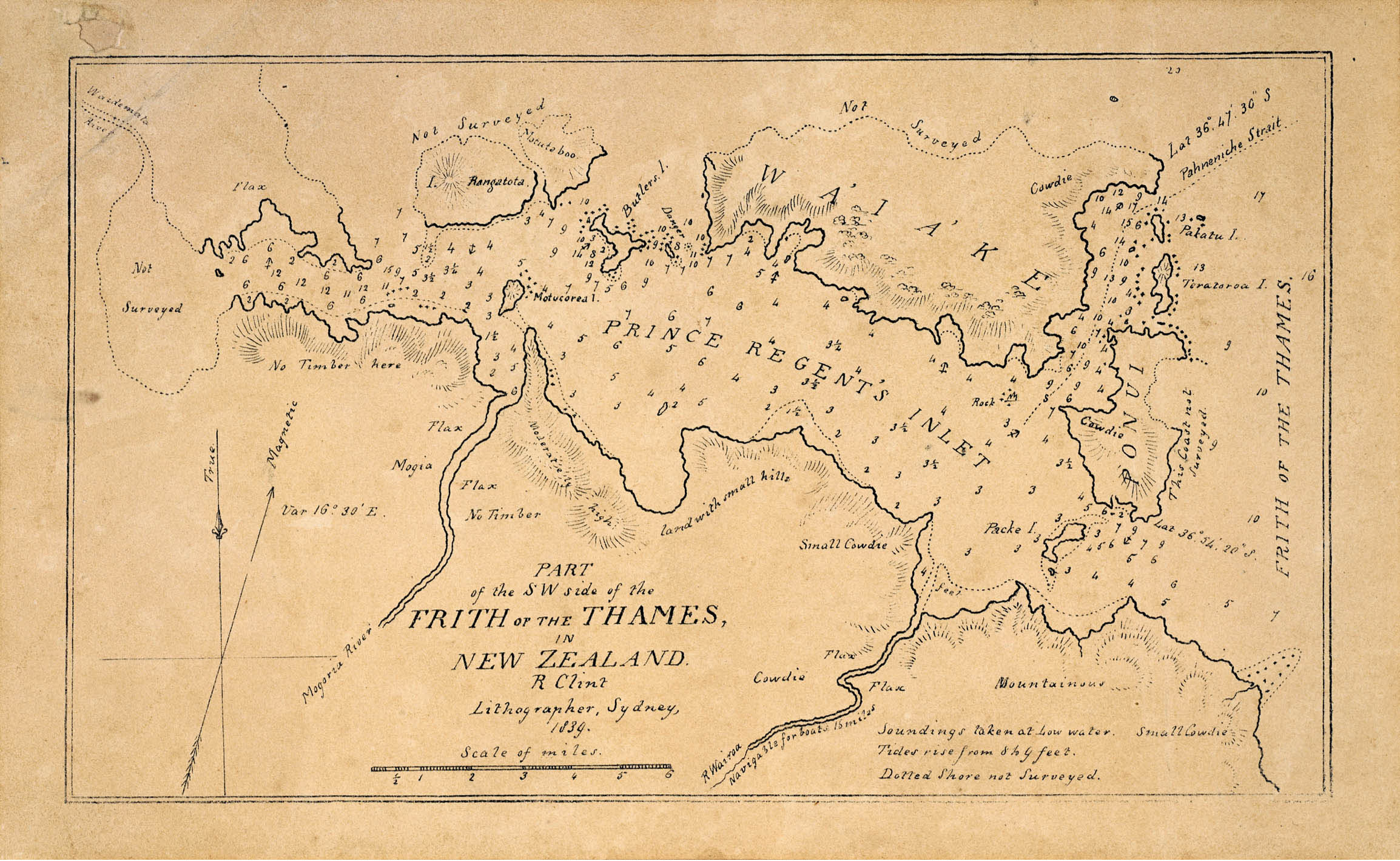 1839 map of Waiheke